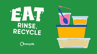 Eat rinse recycle plastic pots tubs and trays